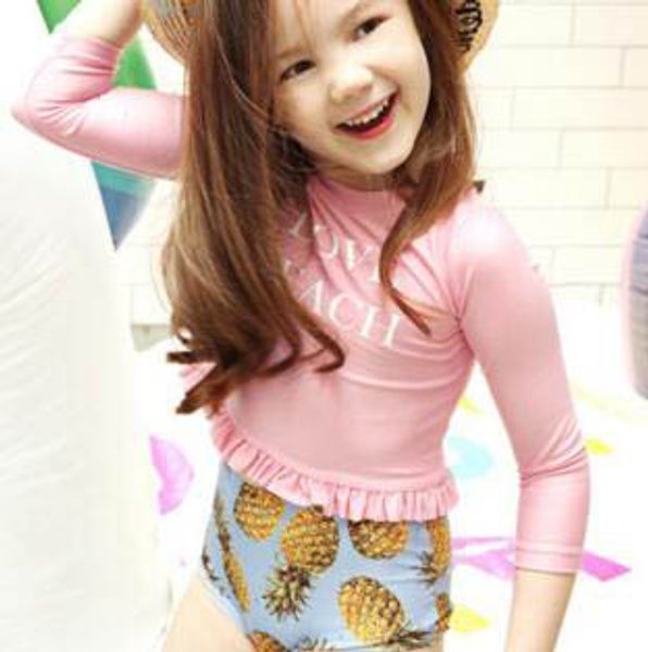 ins fashion selling girl kids two piece bikini set summer girl swimming shirt + short cute long sleeve pineapple print e95231, Blue
ins fashion selling girl kids two piece bikini set summer girl swimming shirt + short cute long sleeve pineapple print e95231, Blue