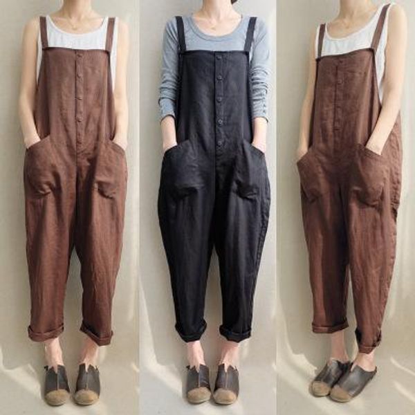 women's overalls casual pants cotton and linen breathable large size women fashion pants with button and pockets, Black;white
women's overalls casual pants cotton and linen breathable large size women fashion pants with button and pockets, Black;white