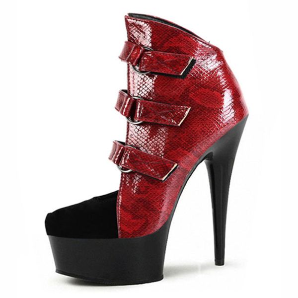 spring women pole dance shoes night club dancing shoes platform 15cm ultra high heels ankle boots, Black