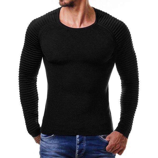 men o-neck long sleeve pullover sweater slim fit casual knit 3fs, White;black
men o-neck long sleeve pullover sweater slim fit casual knit 3fs, White;black
