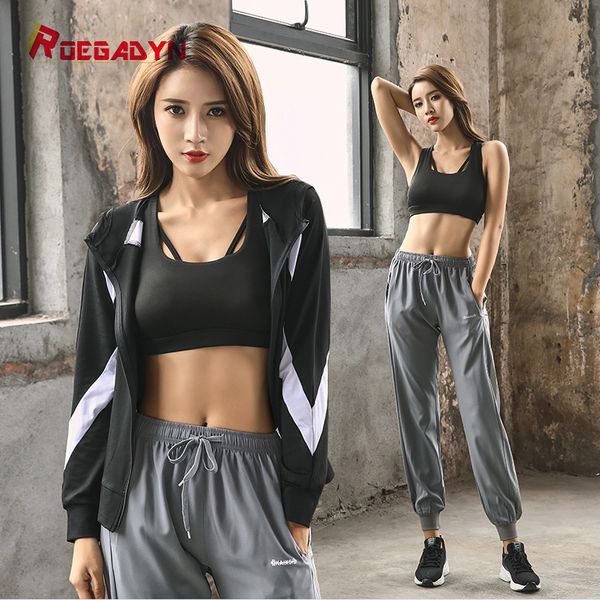 roegadyn sport suits women sportswear s-xl spring summer pants running set tracksuits workout fitness women clothing, Black;blue
roegadyn sport suits women sportswear s-xl spring summer pants running set tracksuits workout fitness women clothing, Black;blue