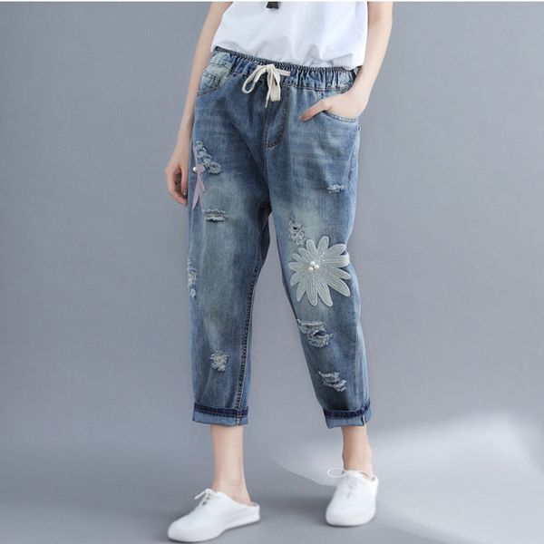 summer women ripped jeans loose embroidery boyfriends denim pants female elastic high waist hole jeans, Blue
summer women ripped jeans loose embroidery boyfriends denim pants female elastic high waist hole jeans, Blue