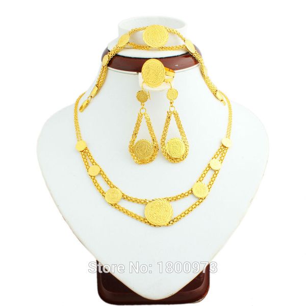 2017 gold coin wedding jewelry set18k gold color necklace/earring/ring/bracelet women african nigeria ethiopian kenya jewelry, Slivery;golden
2017 gold coin wedding jewelry set18k gold color necklace/earring/ring/bracelet women african nigeria ethiopian kenya jewelry, Slivery;golden