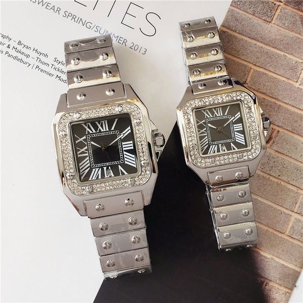 couples designer fashion man/women watch casual stainless steel strap new dress quartz watches square relojes de marca wristwatch, Slivery;brown
couples designer fashion man/women watch casual stainless steel strap new dress quartz watches square relojes de marca wristwatch, Slivery;brown