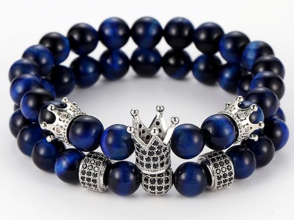 8mm 2pcs/set fgj4d elastic adjusted nature blue tigereye bead micro pave cz zircon cubic zirconia crown bracelet, Black
8mm 2pcs/set fgj4d elastic adjusted nature blue tigereye bead micro pave cz zircon cubic zirconia crown bracelet, Black