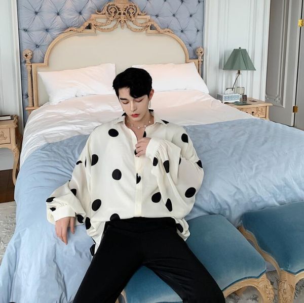 men vintage dot print loose bat long sleeve casual dress shirts male women streetwear hip hop oversize stage show shirt lovers, White;black
men vintage dot print loose bat long sleeve casual dress shirts male women streetwear hip hop oversize stage show shirt lovers, White;black