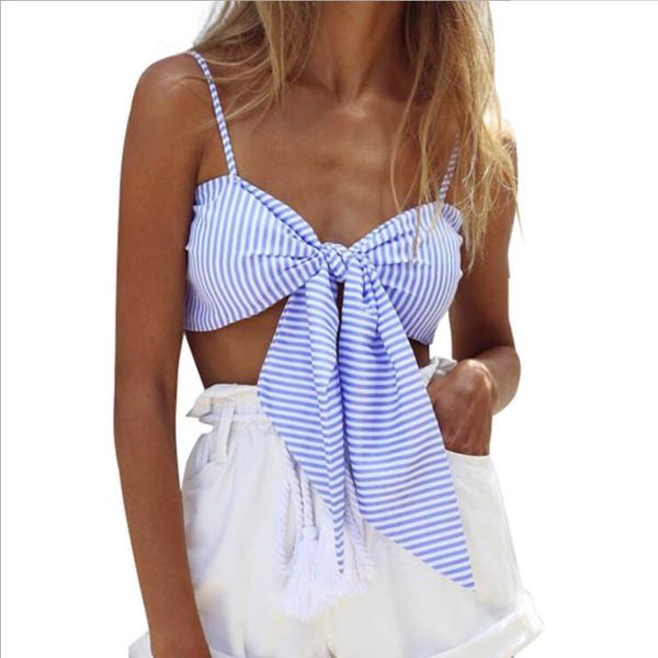 summer new female crop women sleeveless straps tank striped bow holiday beach lady camis casual top, White
summer new female crop women sleeveless straps tank striped bow holiday beach lady camis casual top, White