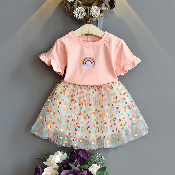 kids designer clothes foreign trade childrens clothing girls summer suit new korean childrens short-sleeved rainbow t-shirt dot mesh skirt t, White
kids designer clothes foreign trade childrens clothing girls summer suit new korean childrens short-sleeved rainbow t-shirt dot mesh skirt t, White