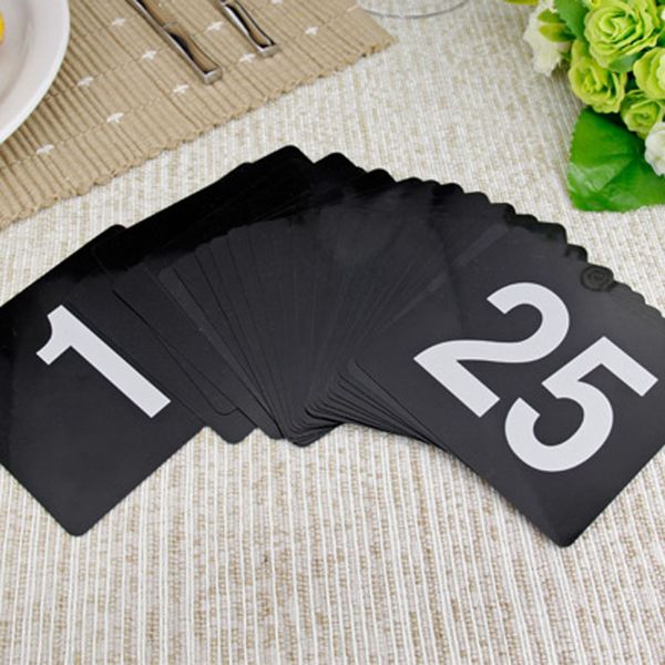 1- 25 wedding table numbers seat cards plastic double white black table number signs durable square restaurant cafe bar utensils
1- 25 wedding table numbers seat cards plastic double white black table number signs durable square restaurant cafe bar utensils