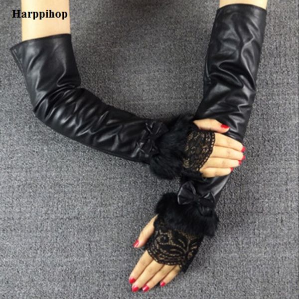 lady black genuine leather gloves sheepskin long type 40cm fashion lambskin leather half finger gloves mittens ing, Blue;gray
lady black genuine leather gloves sheepskin long type 40cm fashion lambskin leather half finger gloves mittens ing, Blue;gray