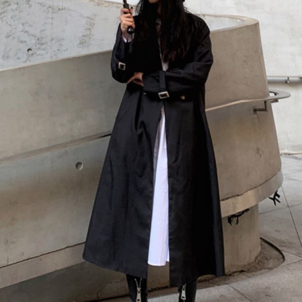 2020 new spring fashion windbreaker long sleeve turn-down collar black loose mid-length trench coat 2402, Tan;black
2020 new spring fashion windbreaker long sleeve turn-down collar black loose mid-length trench coat 2402, Tan;black