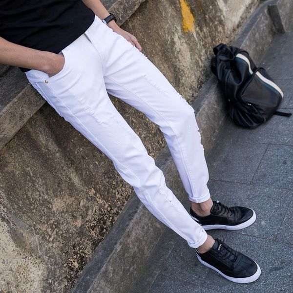 2019 new white trend casual trousers men's self-cultivation hole small feet stretch large size trousers cotton, Black
2019 new white trend casual trousers men's self-cultivation hole small feet stretch large size trousers cotton, Black