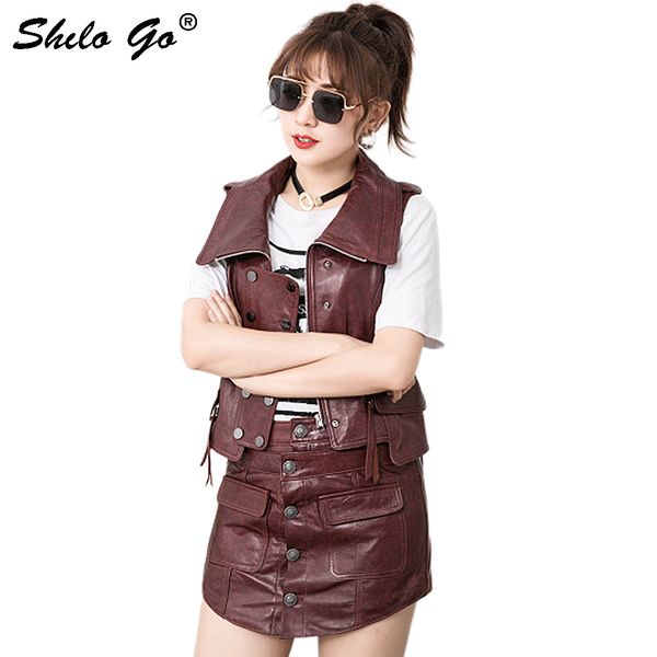 genuine leather vest highstreet turn down collar double breasted sleeveless vest women autumn casual side flap pocket outwear, Black;white
genuine leather vest highstreet turn down collar double breasted sleeveless vest women autumn casual side flap pocket outwear, Black;white