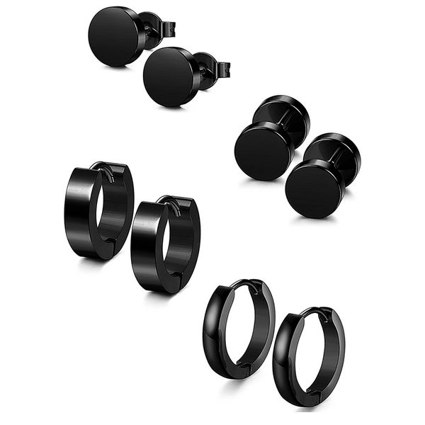 4 pair different types shape black color stainless steel piercing earring for women men punk gothic barbell earring 1 set, Golden;silver
4 pair different types shape black color stainless steel piercing earring for women men punk gothic barbell earring 1 set, Golden;silver