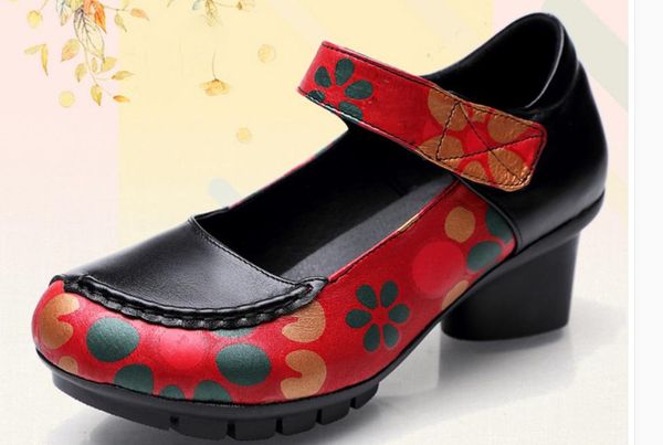 women's shoes in spring and autumn middle coarse heel round head mother @kl704, Black
