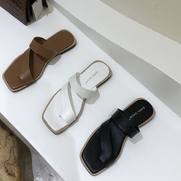 slippers summer 2021 lazy casual style ~ simple toe set vacation sandals female wear low heel soft bottom roman, Black
slippers summer 2021 lazy casual style ~ simple toe set vacation sandals female wear low heel soft bottom roman, Black