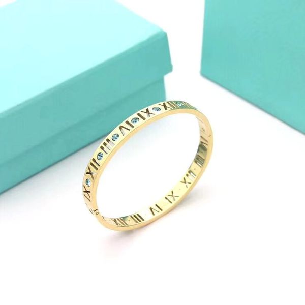 stainless steel jewelry bracelets fashion rome digital bracelet blue diamond bracelet luxury designer jewelry women bracelets fashion bangle, Black