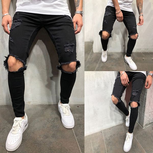 hip-hop ripper hole jeans men high street male knee big hole black jeans slim fitness trousers man long pant clothes, Blue
hip-hop ripper hole jeans men high street male knee big hole black jeans slim fitness trousers man long pant clothes, Blue