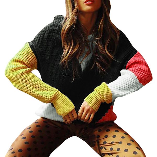 sweater women pullover sweater patchwork o-neck long sleeve korean style women sweters invierno 2019 rainbow, White;black
sweater women pullover sweater patchwork o-neck long sleeve korean style women sweters invierno 2019 rainbow, White;black