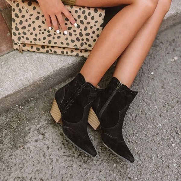 autumn women zip buckle strap ankle boots suede chunky heels sewing pointed toe ladies short boots emale shoes plus size, Black
autumn women zip buckle strap ankle boots suede chunky heels sewing pointed toe ladies short boots emale shoes plus size, Black