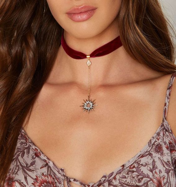 latest trendy red ribbon chokers necklace with long crystal charm pendant women costume necklace, Silver
latest trendy red ribbon chokers necklace with long crystal charm pendant women costume necklace, Silver