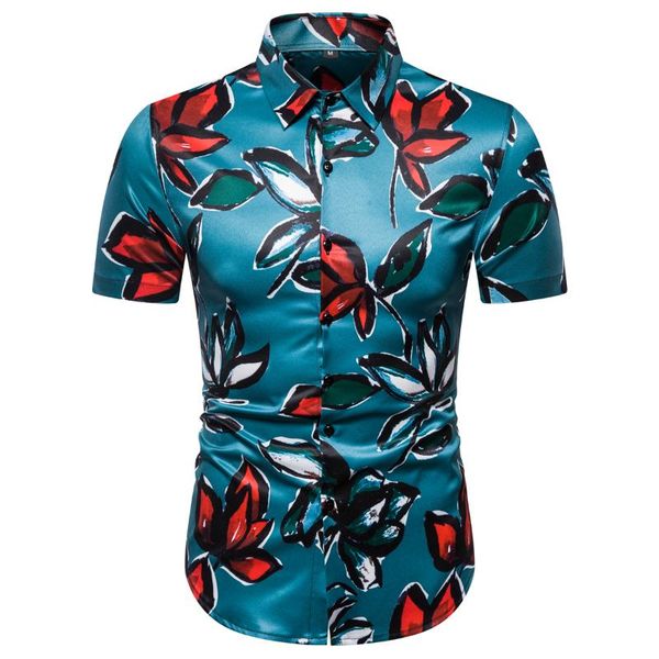 men's casual shirts mens leaf print short sleeve lapel blouse men fashion slim plus size arrival hawaii, White;black
men's casual shirts mens leaf print short sleeve lapel blouse men fashion slim plus size arrival hawaii, White;black