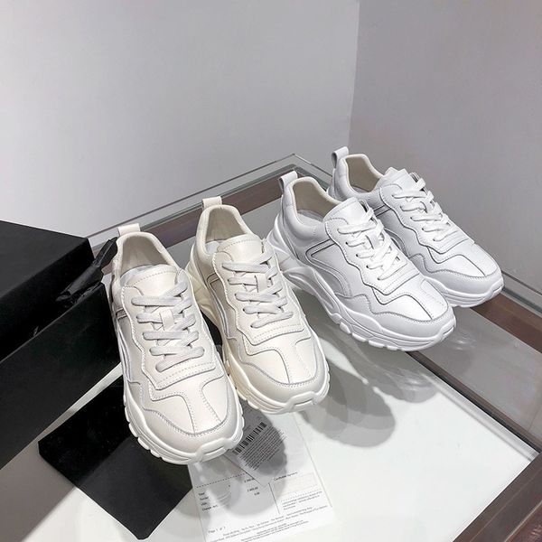 2019 spring new style women's shoes flat genuine leather lace-up small white shoes old man casual sports thick botto, Black
2019 spring new style women's shoes flat genuine leather lace-up small white shoes old man casual sports thick botto, Black