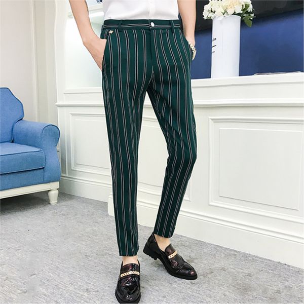 2020 quality men striped business suit pants club dress pants fashion slim mens casual social men summer ankle trousers, White;black
2020 quality men striped business suit pants club dress pants fashion slim mens casual social men summer ankle trousers, White;black