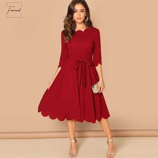 elegant scallop edge bodycon dress women sleeve 4 3 solid pencil dresses woman party night ladies midi dress, Black;gray
elegant scallop edge bodycon dress women sleeve 4 3 solid pencil dresses woman party night ladies midi dress, Black;gray