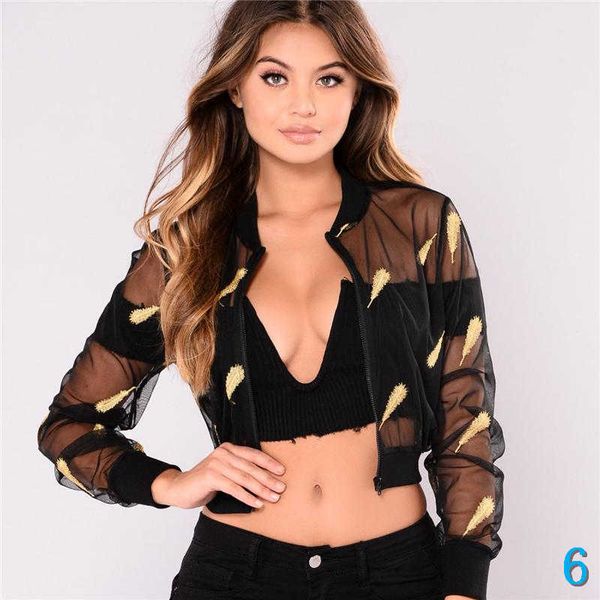 women lace coats long sleeve solid transparent zipper casual slim jacket coat bomber jacket outwear feather embroidery6, Black;brown
women lace coats long sleeve solid transparent zipper casual slim jacket coat bomber jacket outwear feather embroidery6, Black;brown