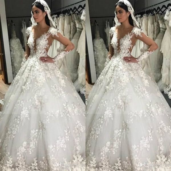 luxury lace ball gown wedding dresses sheer jewel long sleeve bridal gowns floor length vintage plus size wedding dress custom made, White
luxury lace ball gown wedding dresses sheer jewel long sleeve bridal gowns floor length vintage plus size wedding dress custom made, White