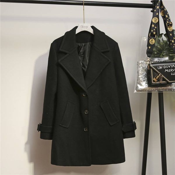 new thick wool blend coat women long sleeve turn-down collar outwear jacket casual autumn winter elegant overcoat plus size 5xl, Black
new thick wool blend coat women long sleeve turn-down collar outwear jacket casual autumn winter elegant overcoat plus size 5xl, Black