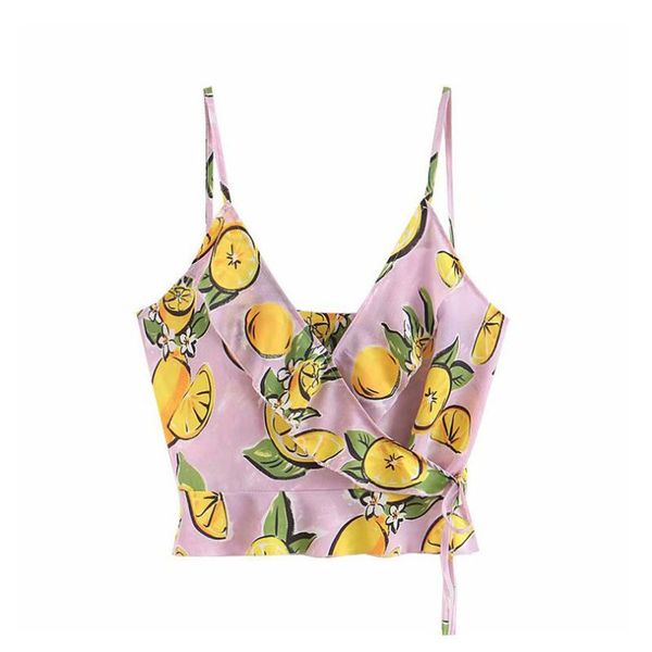 women sweet lemon print wrap camis ruffled bow tie sleeveless adjustable straps crop female chic cute 2020 summer blusas, White
women sweet lemon print wrap camis ruffled bow tie sleeveless adjustable straps crop female chic cute 2020 summer blusas, White
