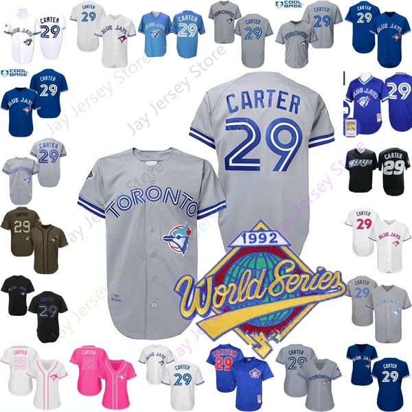 

Joe Carter Jersey Men Women Youth Blue Jays 1992 WS World Series Jerseys Toronto Baseball Home Away Cool Base Cooperstown