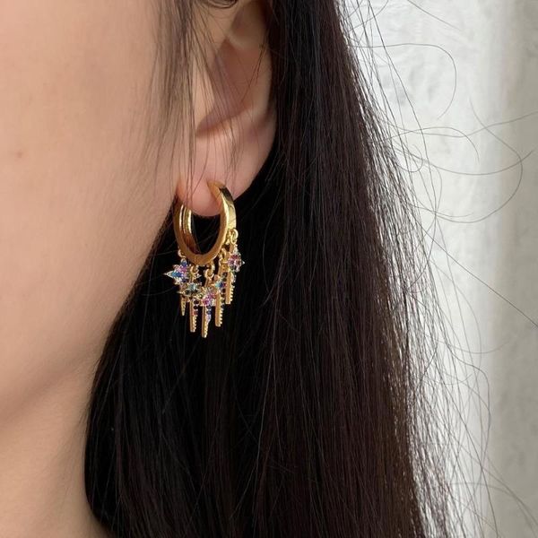 hecheng 1pair cz multiple pendants earrings round star snowflake colorful jewelry personality accessories for women copper, Golden;silver
hecheng 1pair cz multiple pendants earrings round star snowflake colorful jewelry personality accessories for women copper, Golden;silver