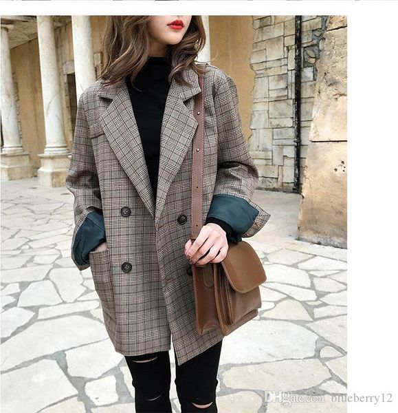 fashion womens blazers vintage double breasted office ladies plaid blazer long sleeve loose retro suits coat jacket women blazers female, White;black
fashion womens blazers vintage double breasted office ladies plaid blazer long sleeve loose retro suits coat jacket women blazers female, White;black