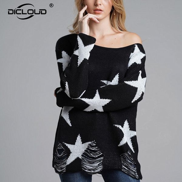 women long black star sweaters chic o neck long sleeve sweaters and pullovers women autumn winter ripped knitted jumpers, Black;gray
women long black star sweaters chic o neck long sleeve sweaters and pullovers women autumn winter ripped knitted jumpers, Black;gray