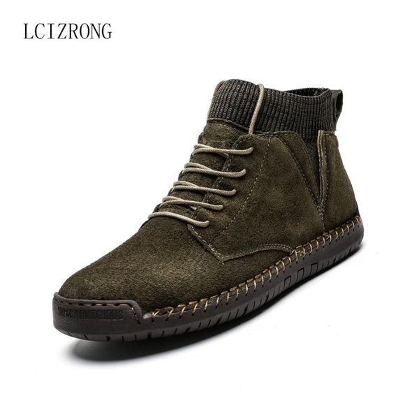 new men's winter suede leather high-lace-up casual shoes fashion stitching comfortable flat men's shoes, Black
new men's winter suede leather high-lace-up casual shoes fashion stitching comfortable flat men's shoes, Black