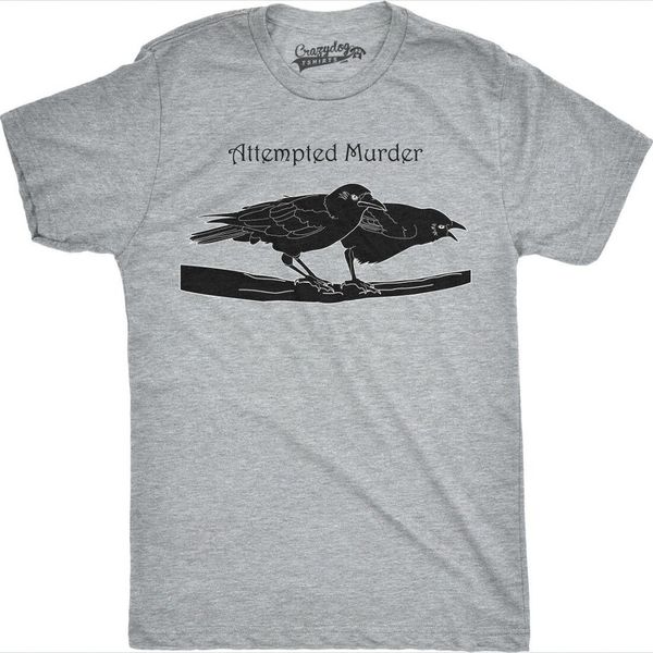 attempted murder t shirt funny crow flock bird pun novelty graphic tee good quality cotton t shirt men and men, White;black
attempted murder t shirt funny crow flock bird pun novelty graphic tee good quality cotton t shirt men and men, White;black