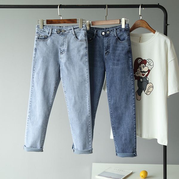 dm001 korean version of women's fashion two buttons pure color wash jeans nine-quarter pants, Blue
dm001 korean version of women's fashion two buttons pure color wash jeans nine-quarter pants, Blue