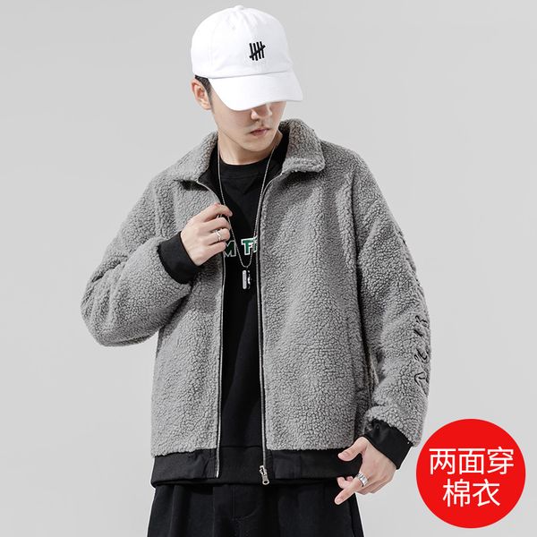 winter new lamb hair jacket men warm thick fashion parka men letters embroidery casual double-sided cotton jacket male clothes, Black
winter new lamb hair jacket men warm thick fashion parka men letters embroidery casual double-sided cotton jacket male clothes, Black