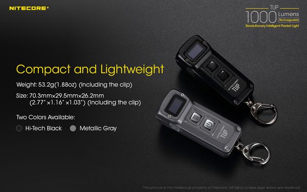 Nitecore Tup Mini Flashlight Cree Xp-l Hd V6 Max 1000 Lm Beam Distance 180m Revolutionary Intelligent Edc Torch Usb Rechargeable