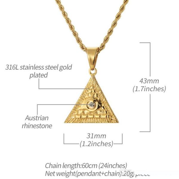 2018 new stainless steel vintage pyramid eye of horus pendant fashion men hiphop necklace male jewelry, Silver
2018 new stainless steel vintage pyramid eye of horus pendant fashion men hiphop necklace male jewelry, Silver