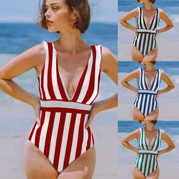 2020 women's siamese striped deep v-neck halter high waist swimsuit pushes up unfilled push-ups beach bikini swimsuit
2020 women's siamese striped deep v-neck halter high waist swimsuit pushes up unfilled push-ups beach bikini swimsuit