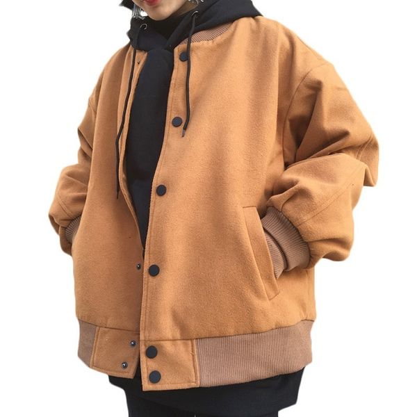 harajuku style couple baseball uniform women's woolen coat jacket spring autumn loose korean student bf jackets coats tide f666, Black;brown
harajuku style couple baseball uniform women's woolen coat jacket spring autumn loose korean student bf jackets coats tide f666, Black;brown