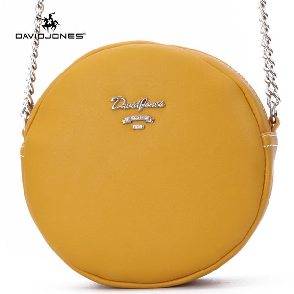 

david jones women crossbody bag pu leather female shoulder bag small lady round circular handbag drop shipping