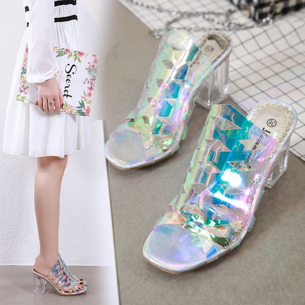 female shoes ladies' slippers glitter slides transparent heel square heel peep toe women heels 2019 jelly block high flat basic, Black
female shoes ladies' slippers glitter slides transparent heel square heel peep toe women heels 2019 jelly block high flat basic, Black