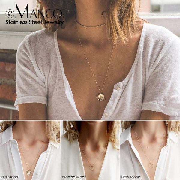 e-manco korean style chain chocker necklace women moon pendant stainless steel necklace for women fashion jewelry, Silver
e-manco korean style chain chocker necklace women moon pendant stainless steel necklace for women fashion jewelry, Silver
