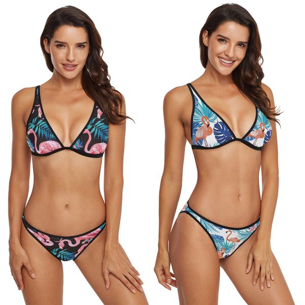 women's bikini set new fashion printed beachwear custom flamingo swimsuit two piece triangle tankini set, White;black
women's bikini set new fashion printed beachwear custom flamingo swimsuit two piece triangle tankini set, White;black