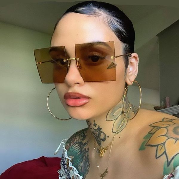 oversized brown sunglasses rimless square woman glasses 2020 simple fashion red glasses eyewear big shades oculos, White;black
oversized brown sunglasses rimless square woman glasses 2020 simple fashion red glasses eyewear big shades oculos, White;black